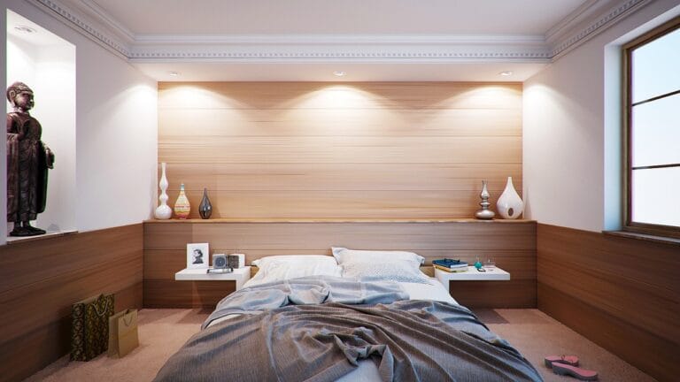 bedroom with soft green color walls