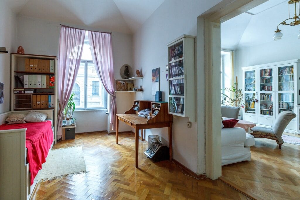 girls bedroom with comfy reading nook