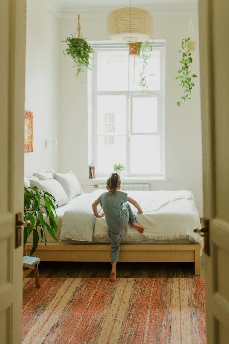 girls bedroom with decor plants