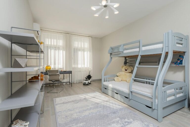girls bedroom with rugs to add texture